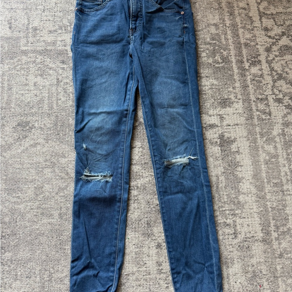 Express Dark Blue Distressed Skinny Jeans size 0